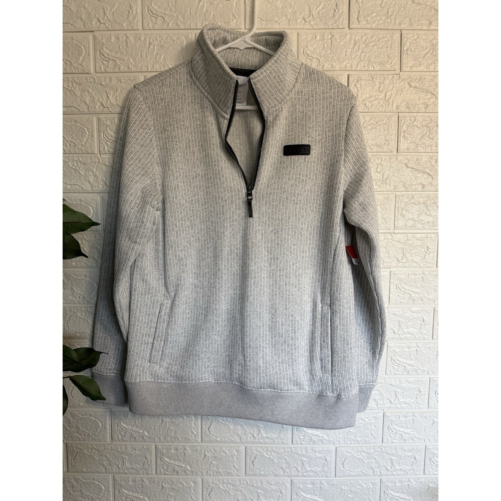 Cinch Men Half Zip Pullover Sweatshirt Gray Ribbed MAK9822003 Size M